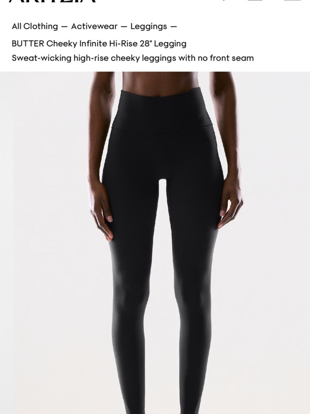 Aritzia Black High-Rise Cheeky Leggings 28”